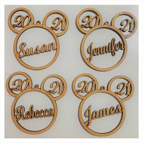 Personalised Mickey Mouse Head Christmas Tree Bauble - LaserworksUK