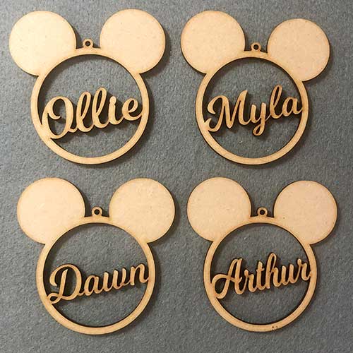 Personalised Mickey Mouse Head Christmas Tree Bauble - LaserworksUK