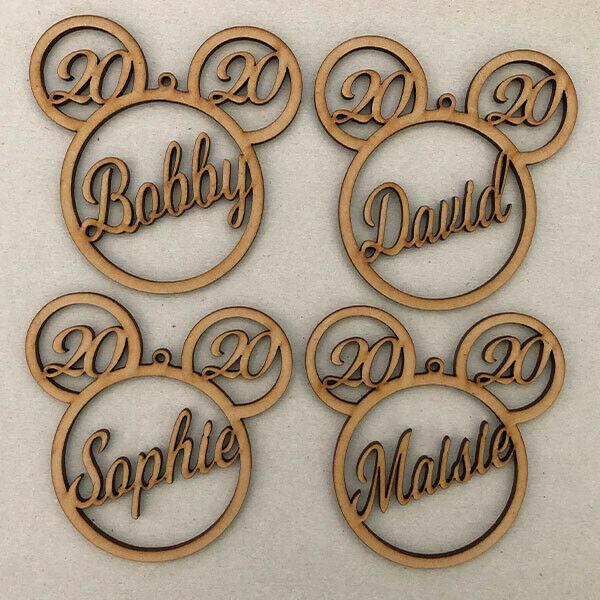 Personalised Mickey Mouse Head Christmas Tree Bauble - LaserworksUK