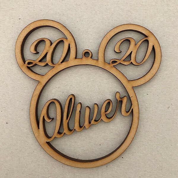 Personalised Mickey Mouse Head Christmas Tree Bauble - LaserworksUK