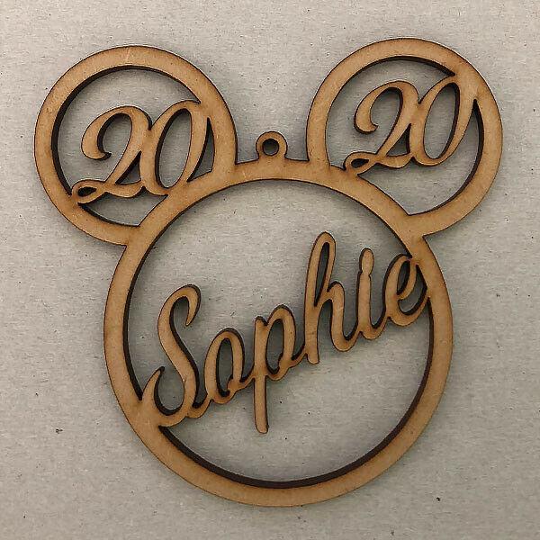 Personalised Mickey Mouse Head Christmas Tree Bauble - LaserworksUK