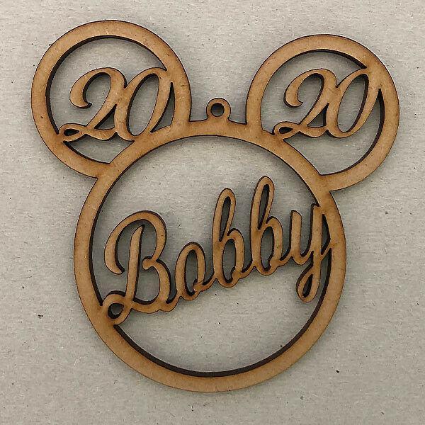 Personalised Mickey Mouse Head Christmas Tree Bauble - LaserworksUK