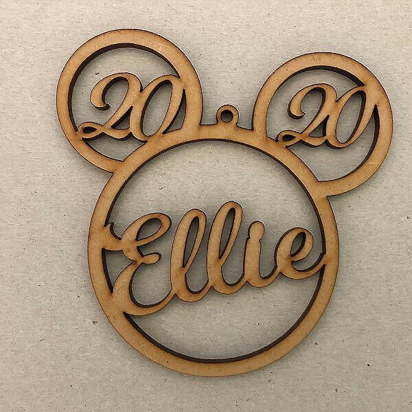 Personalised Mickey Mouse Head Christmas Tree Bauble - LaserworksUK