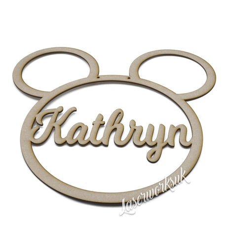 Personalised Named Hoops - Mickey Mouse Style Wreath - LaserworksUK
