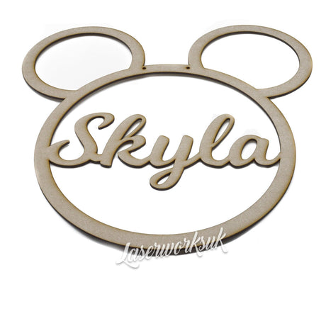 Personalised Named Hoops - Mickey Mouse Style Wreath - LaserworksUK