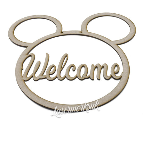 Personalised Named Hoops - Mickey Mouse Style Wreath - LaserworksUK