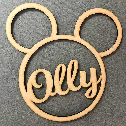 Personalised Named Hoops - Mickey Mouse Style Wreath - LaserworksUK