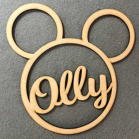Personalised Named Hoops - Mickey Mouse Style Wreath - LaserworksUK