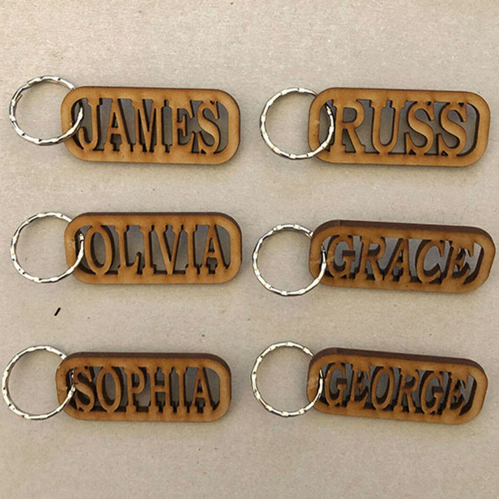 Personalised Wooden Keyring - Laser cut Key Chains - LaserworksUK