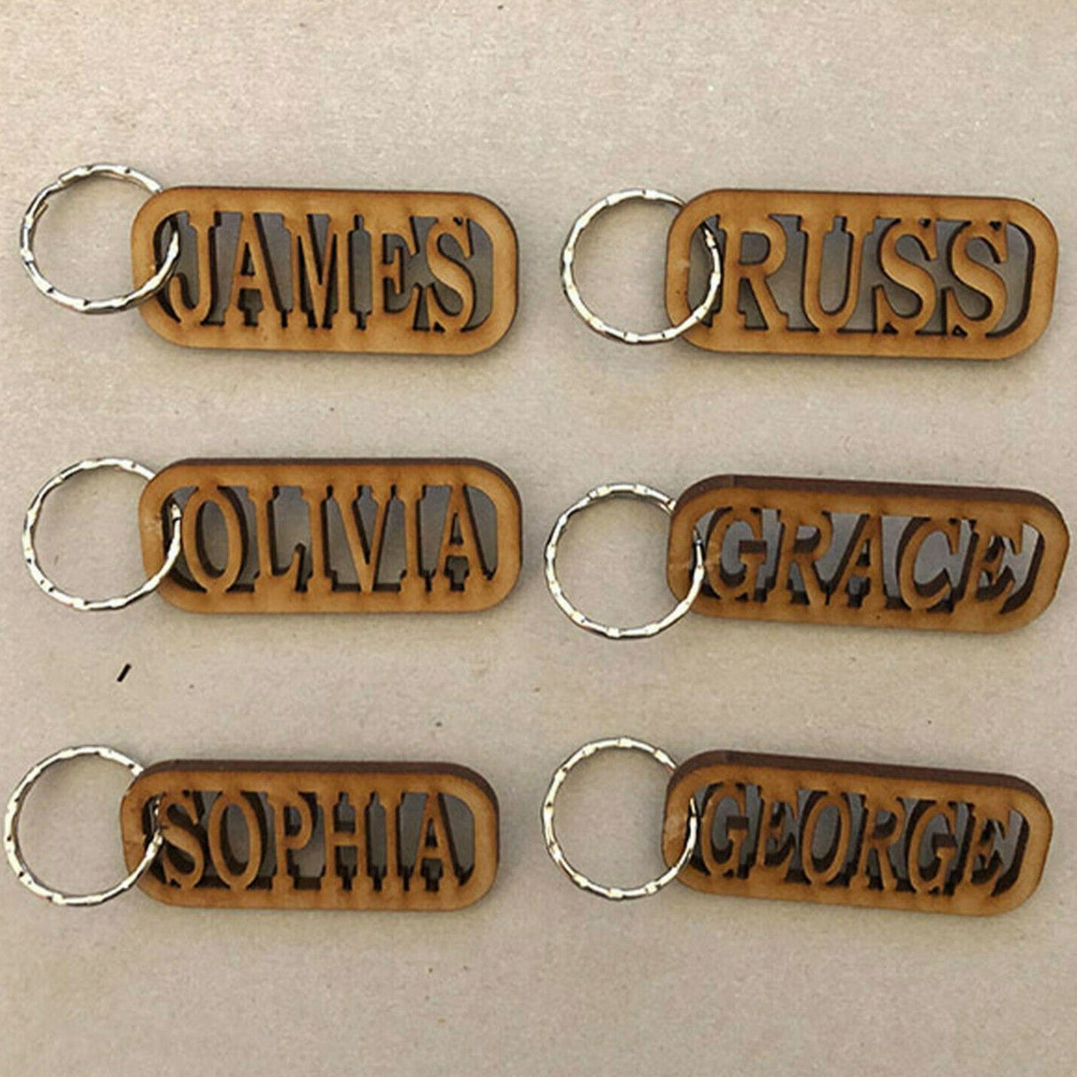 Personalised Wooden Keyring - Laser cut Key Chains - LaserworksUK
