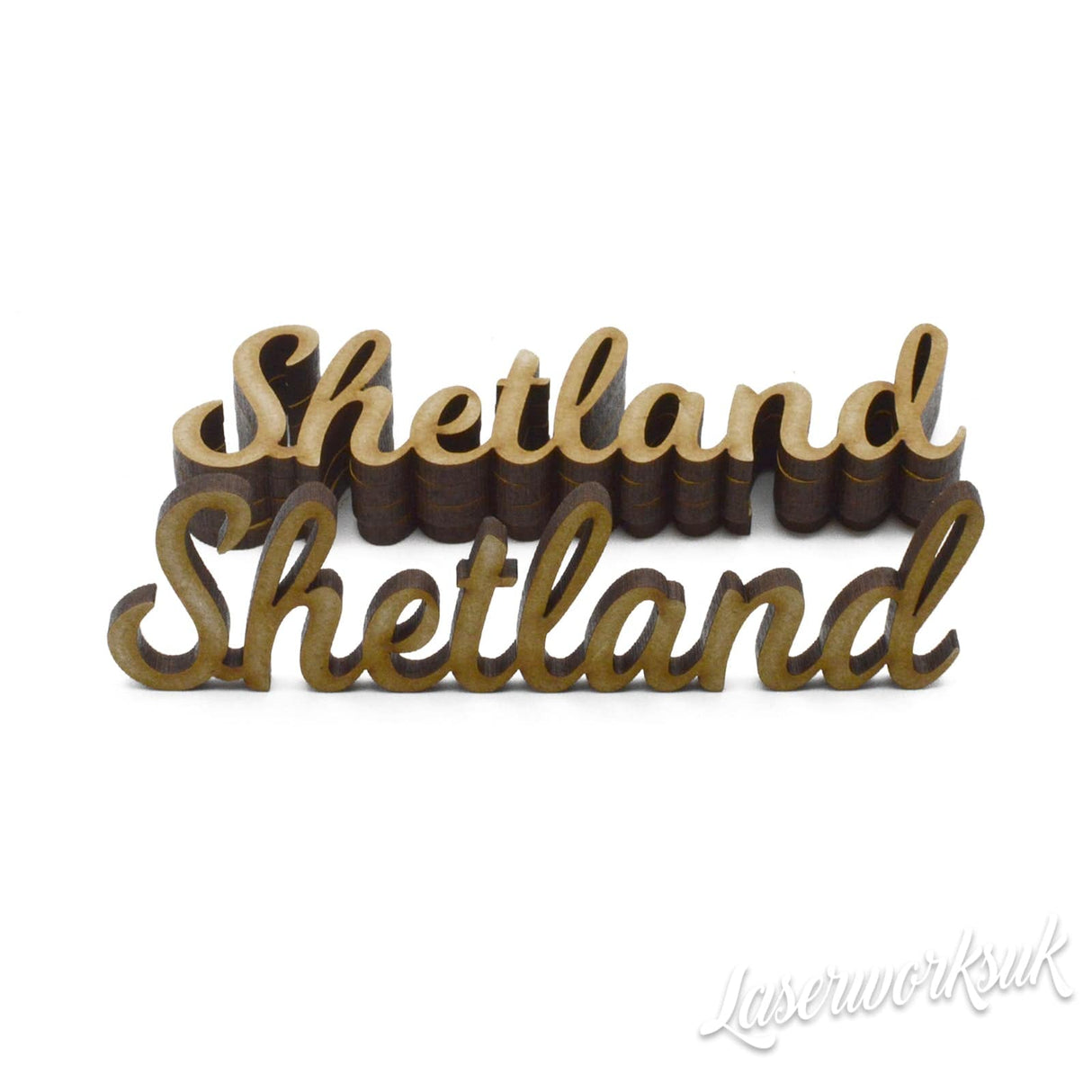 Shetland Script Words - Highland Name - Wooden Words - LaserworksUK