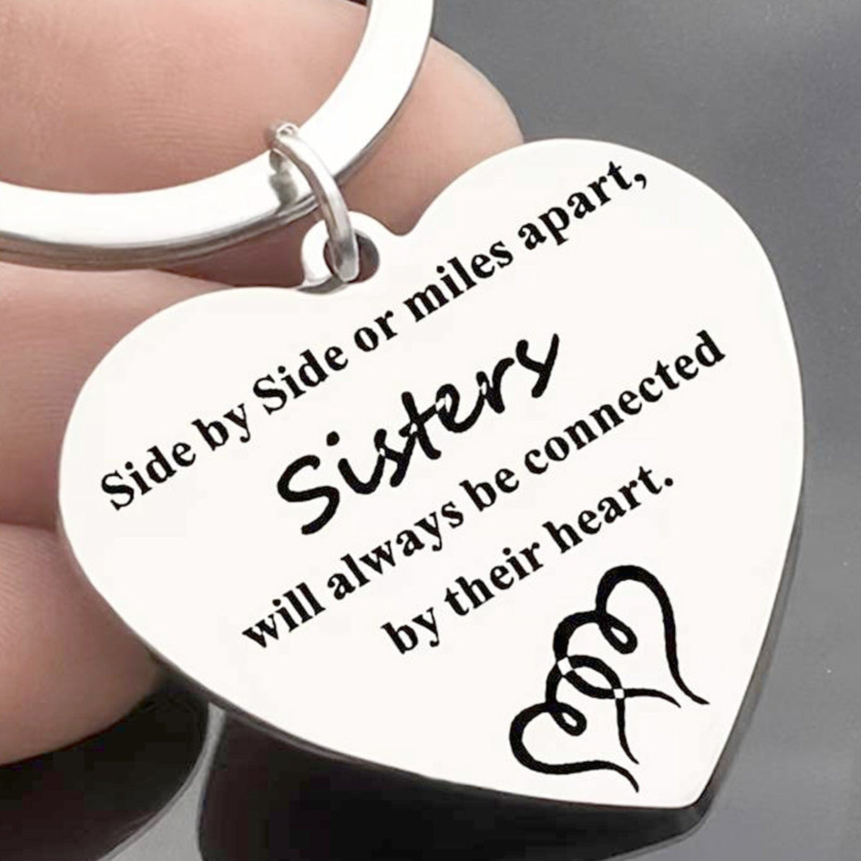 Sisters Keyring - Stainless Steel Key Chain - LaserworksUK
