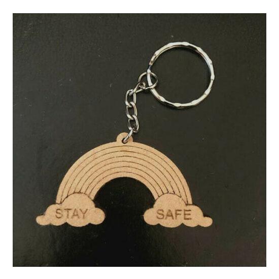 Stay Safe Rainbow Engraved Keyring - NHS Gifts - LaserworksUK