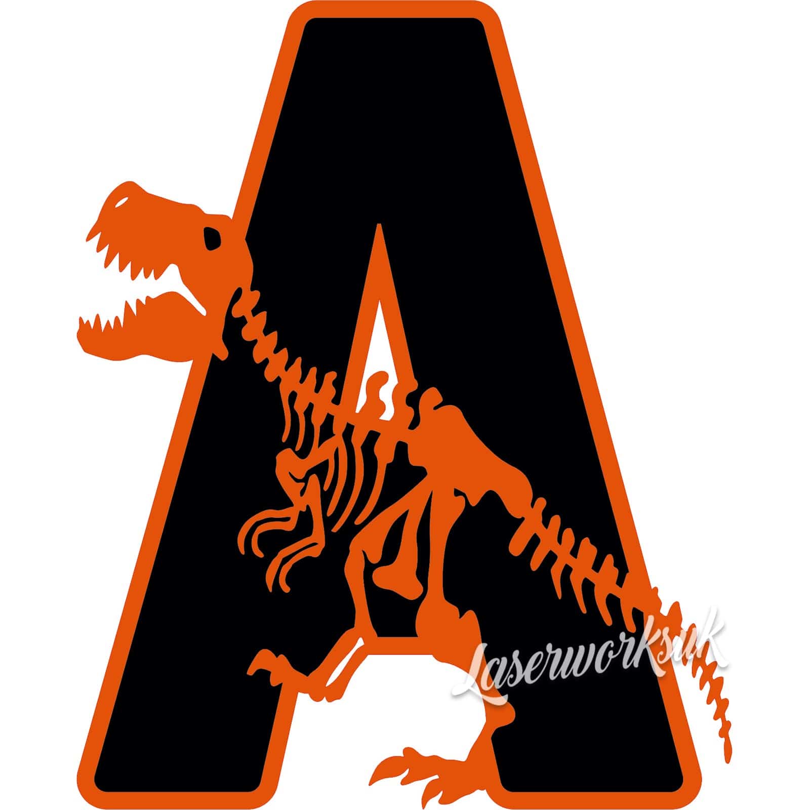 T-Rex Skeleton Dinosaur Alphabet Letters - Full Alphabet Set Available - LaserworksUK