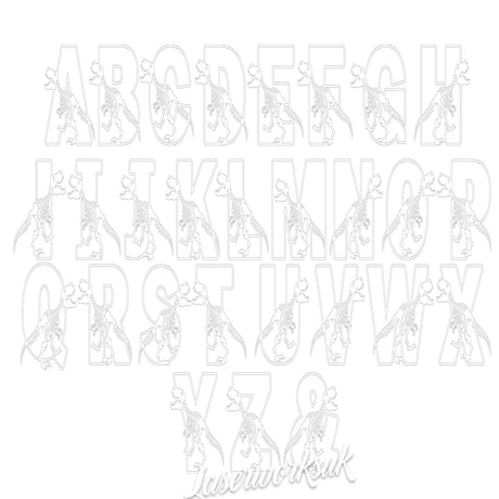 T-Rex Skeleton Dinosaur Alphabet Letters - Full Alphabet Set Available - LaserworksUK
