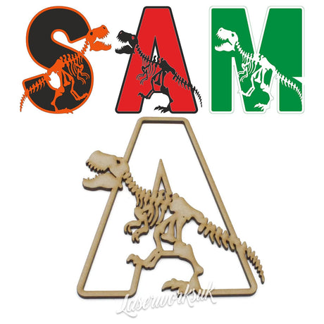 T-Rex Skeleton Dinosaur Alphabet Letters - Full Alphabet Set Available - LaserworksUK