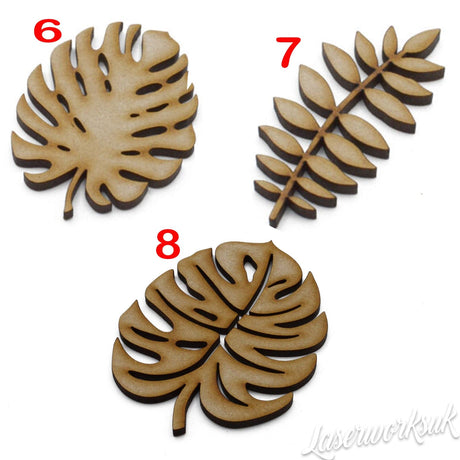 Tropical Leaf Shapes MDF Crafts Shapes - Laserworksuk