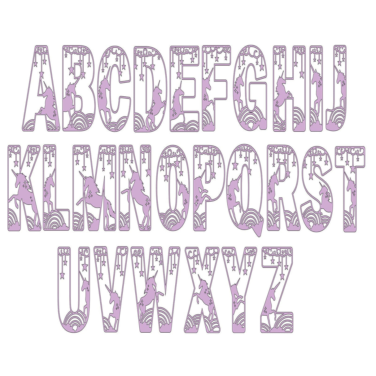 Unicorn Theme Layered Letters - Full Alphabet Set Available - LaserworksUK