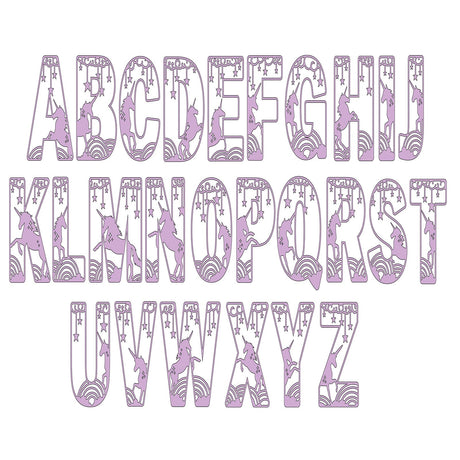 Unicorn Theme Layered Letters - Full Alphabet Set Available - LaserworksUK