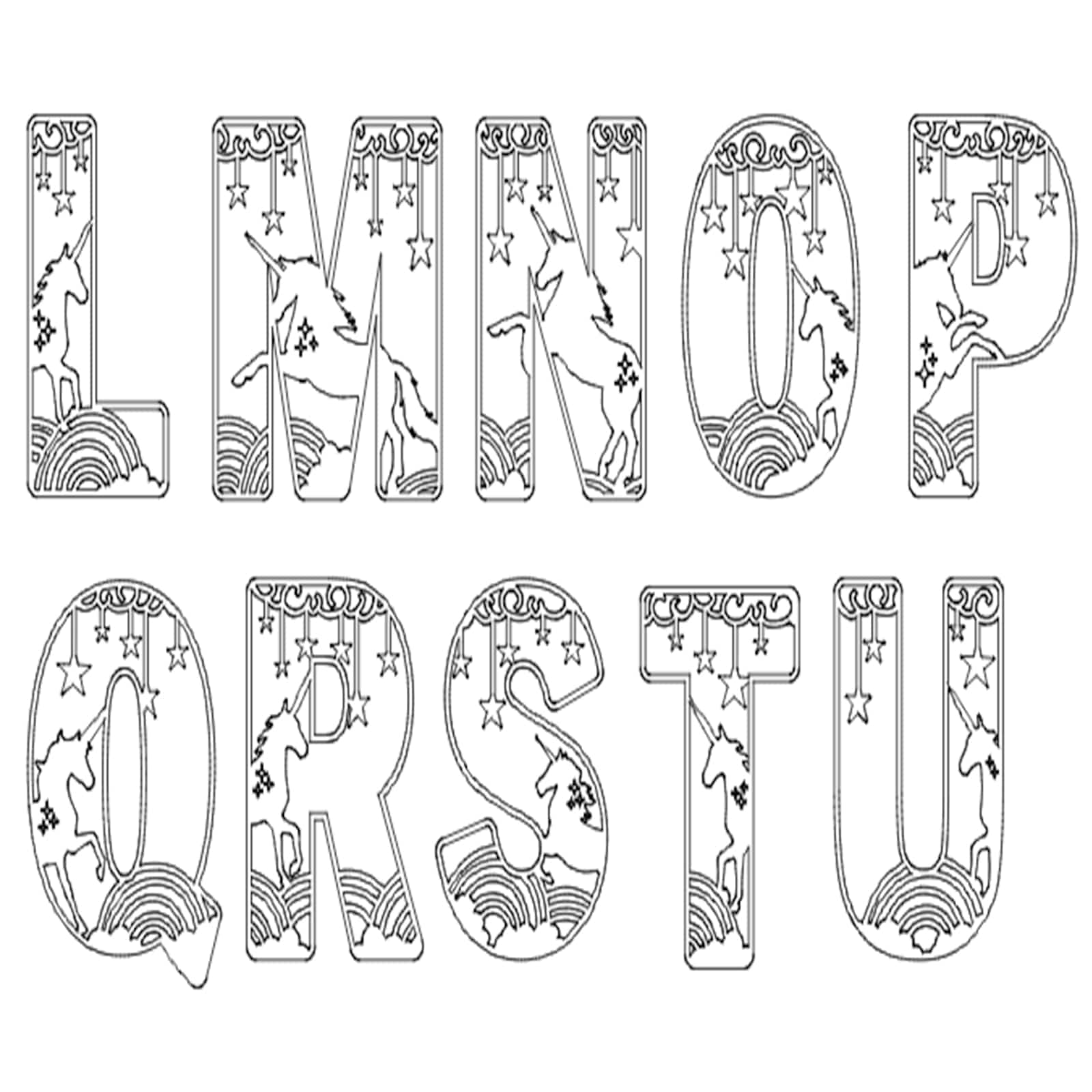 Unicorn Theme Layered Letters - Full Alphabet Set Available - LaserworksUK