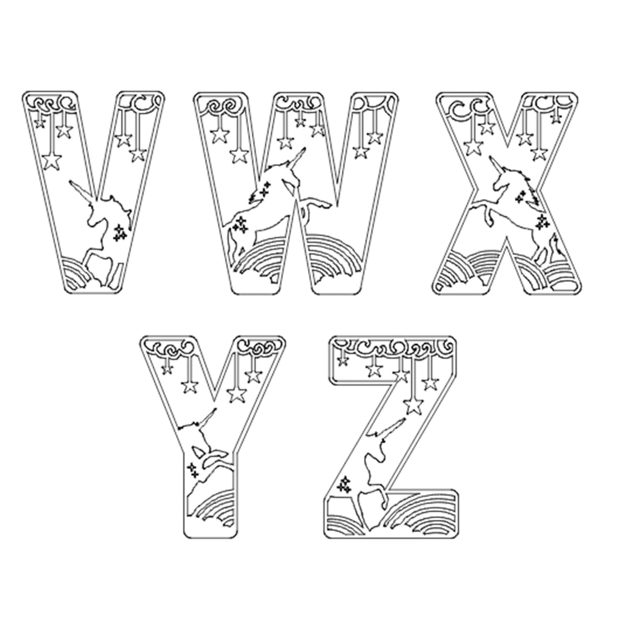 Unicorn Theme Layered Letters - Full Alphabet Set Available - LaserworksUK