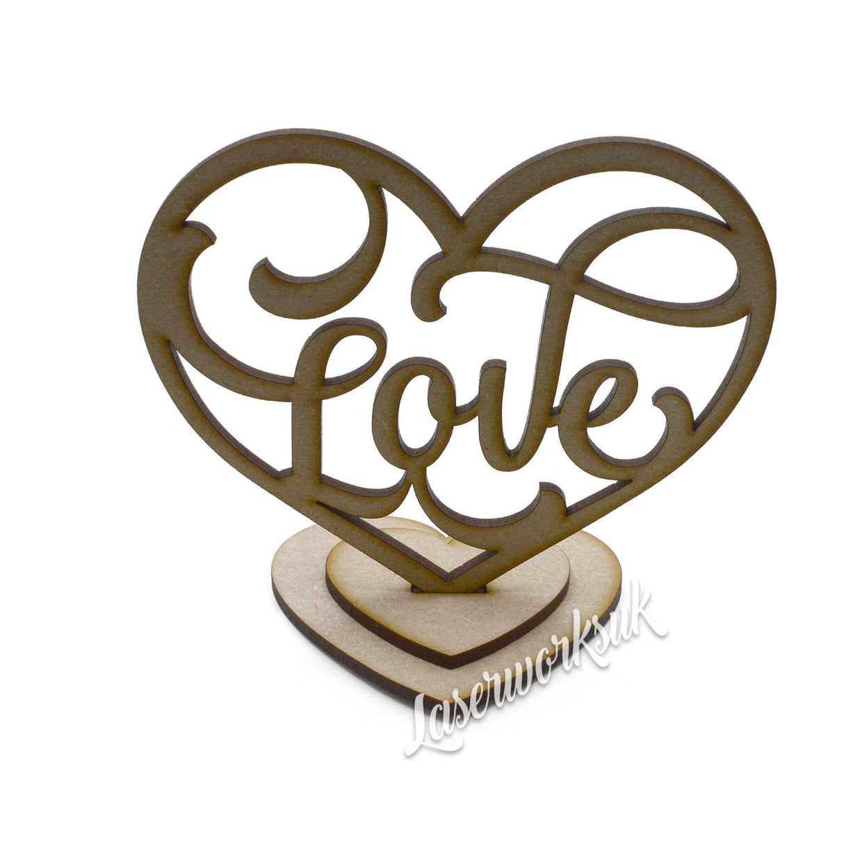 Valentines Day Love Heart - Free Standing Plaque - LaserworksUK