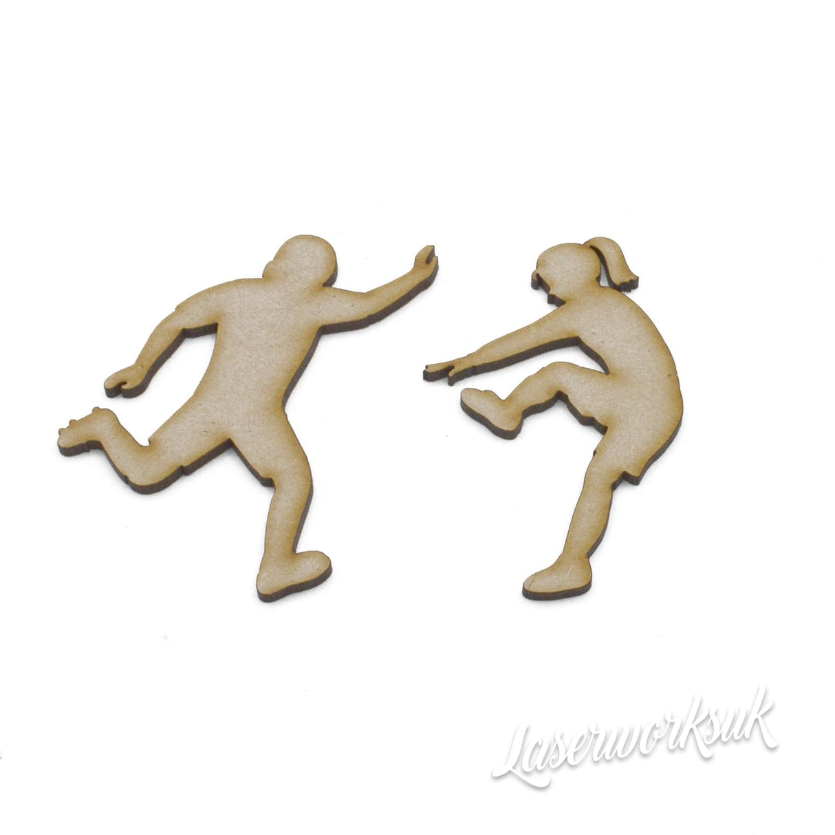 Wooden Footballer Boy and Girl - Craft Shapes - LaserworksUK