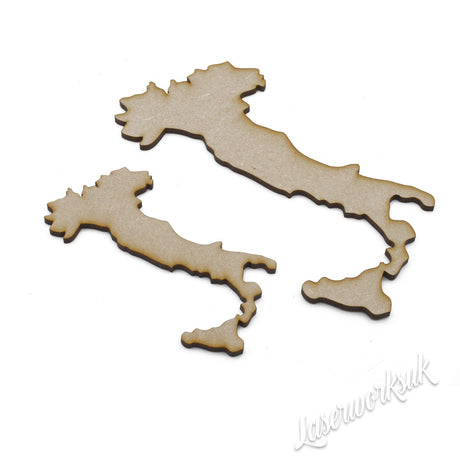 Wooden Italy Craft Maps - Italian Map Outline Shapes - LaserworksUK