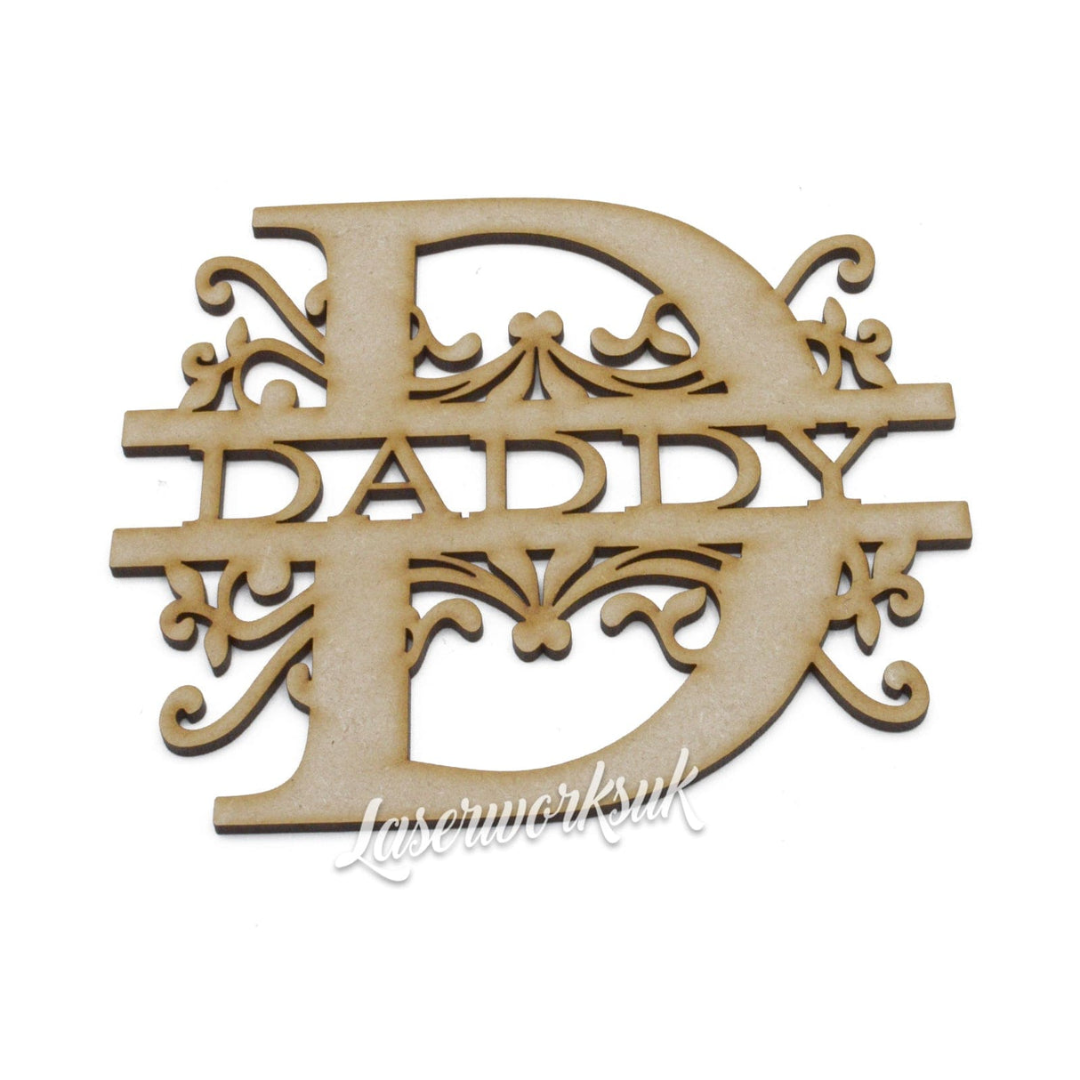 Wooden MDF Daddy Monogram Word - LaserworksUK