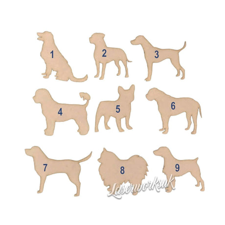 Wooden MDF Dog Craft Shapes - 60+ Breeds Available - Laserworksuk