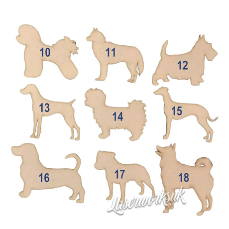 Wooden MDF Dog Craft Shapes - 60+ Breeds Available - Laserworksuk
