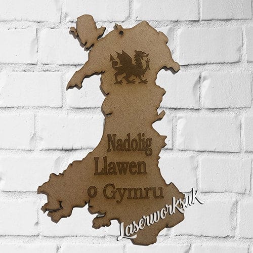 Wooden Welsh Maps - Nadolig Llawen O Gymru Gift - LaserworksUK