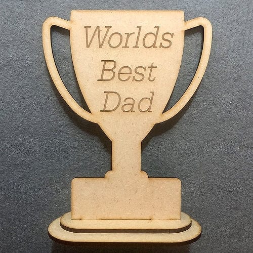 Worlds Best Dad - Wooden Engraved Trophy - LaserworksUK