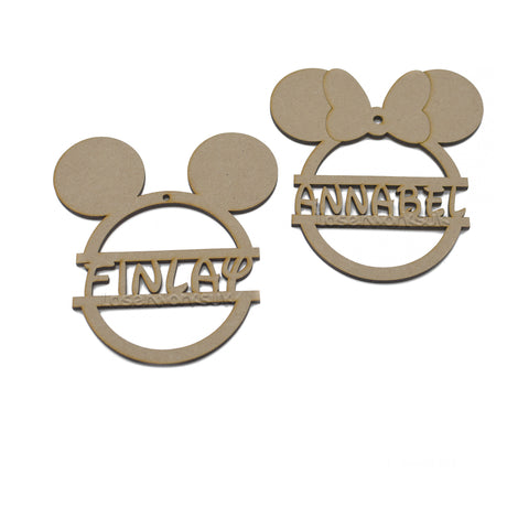 Personalised Mickey & Minnie Mouse Style Christmas Tree Bauble - LaserworksUK
