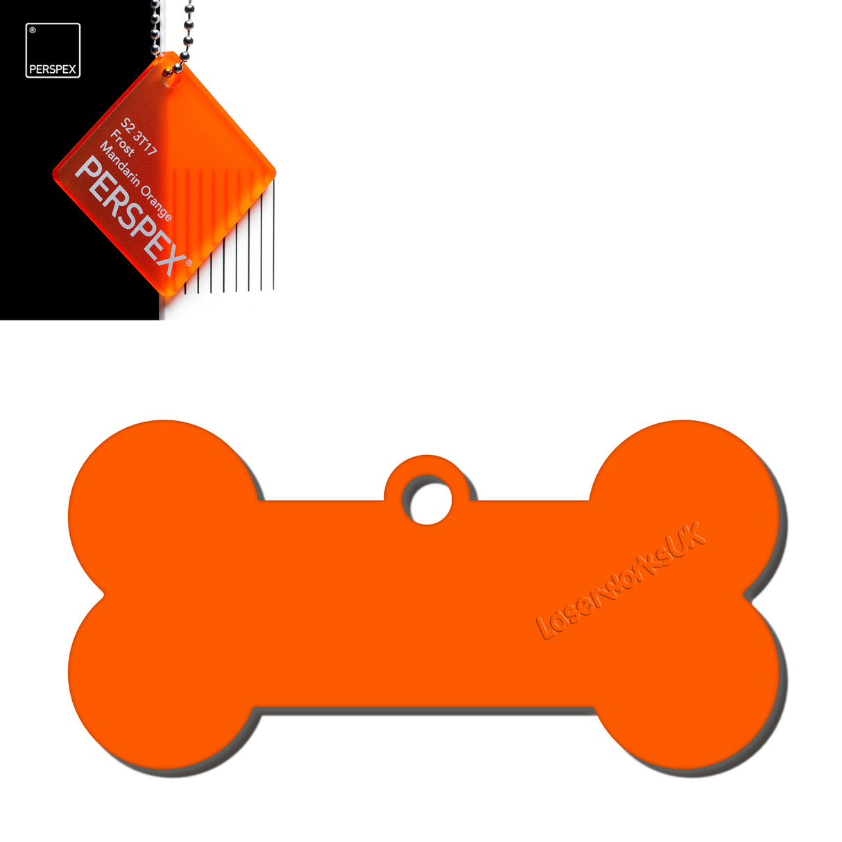 Acrylic Dog Bone Keyring - Multi Colours Blank Tags - Laserworksuk