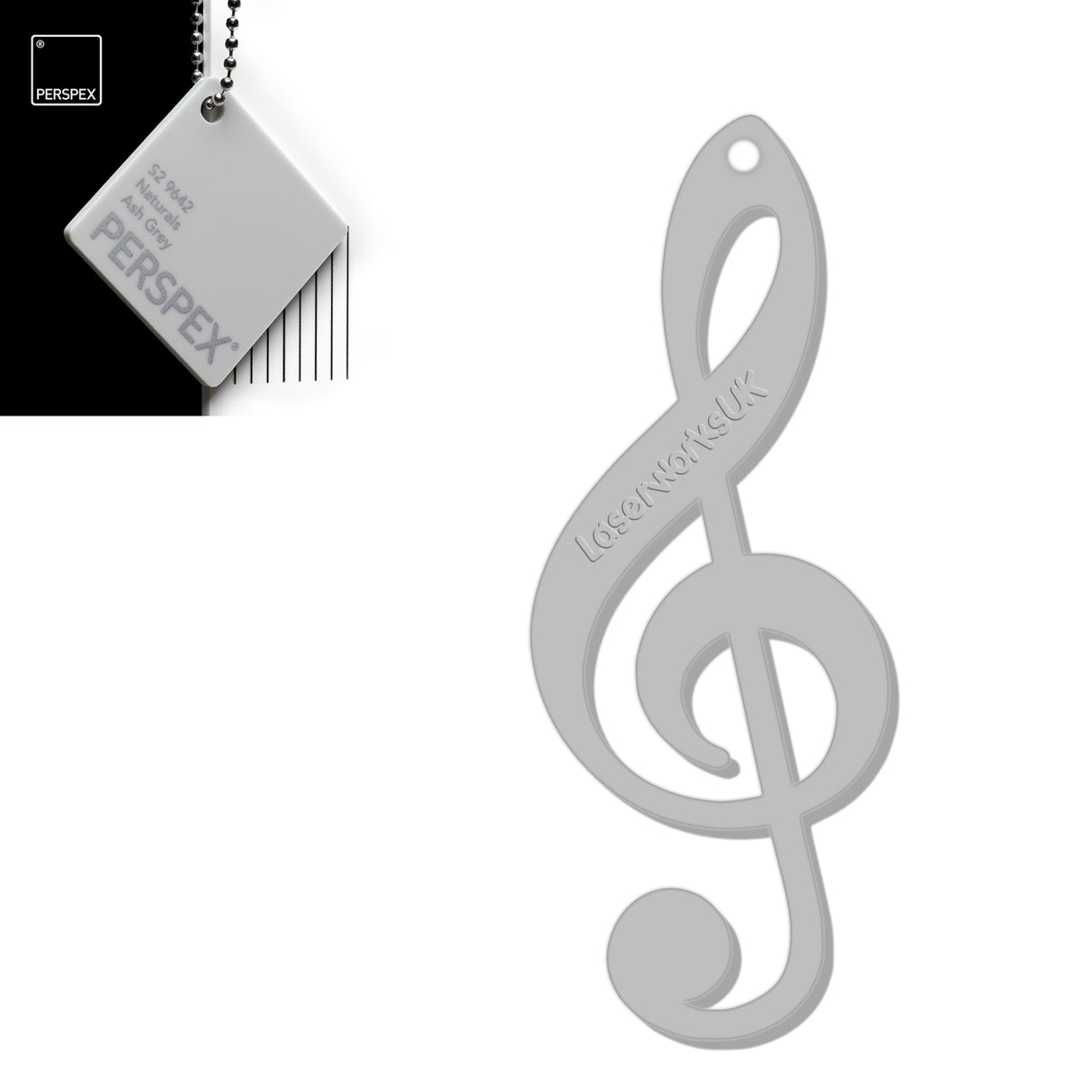 Acrylic Treble Clef Keyring - Music Student Gifts - Laserworksuk