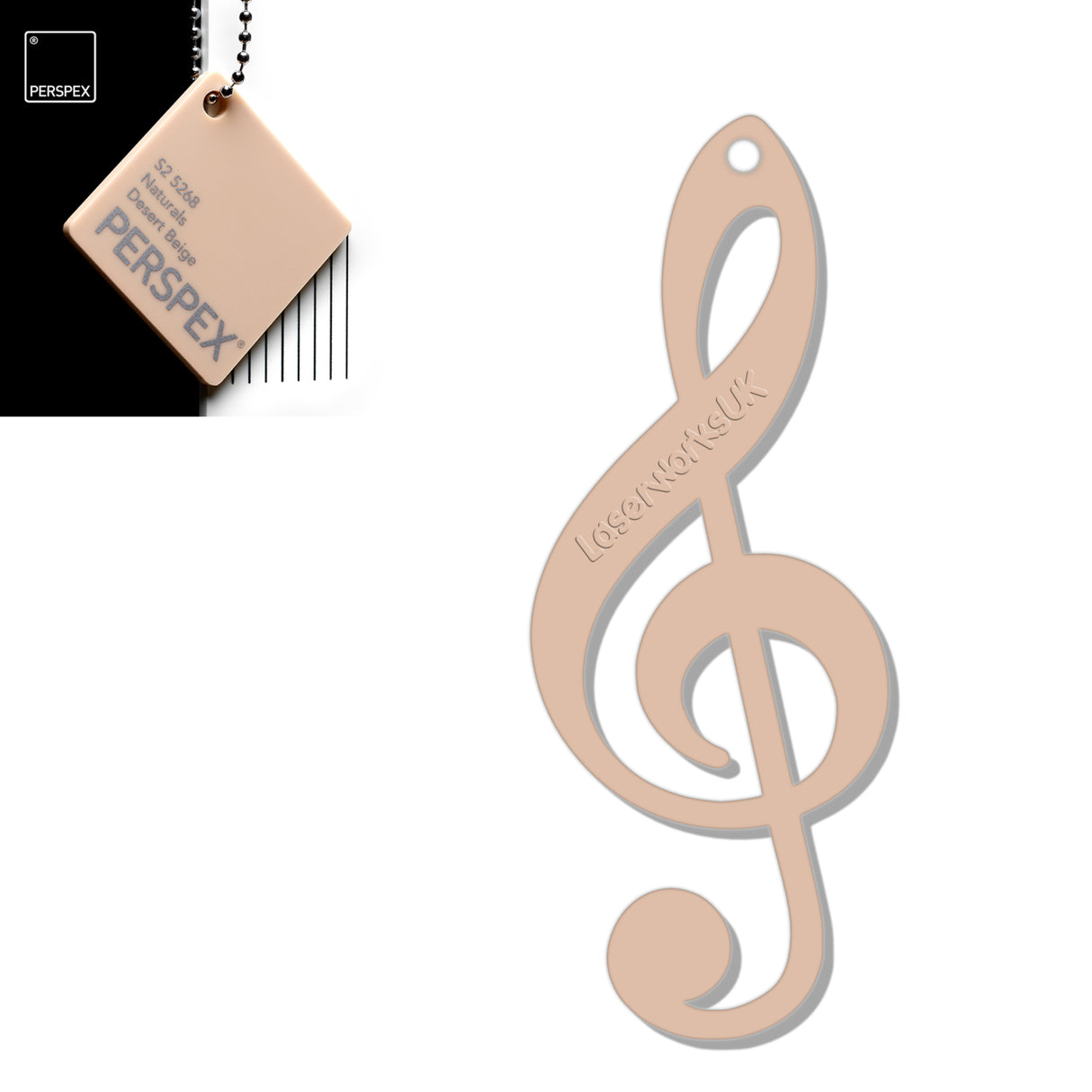 Acrylic Treble Clef Keyring - Music Student Gifts - Laserworksuk