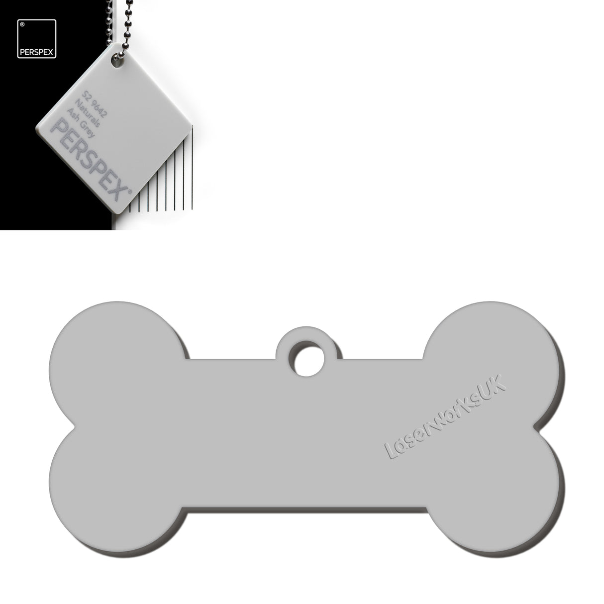 Acrylic Dog Bone Keyring - Multi Colours Blank Tags - Laserworksuk