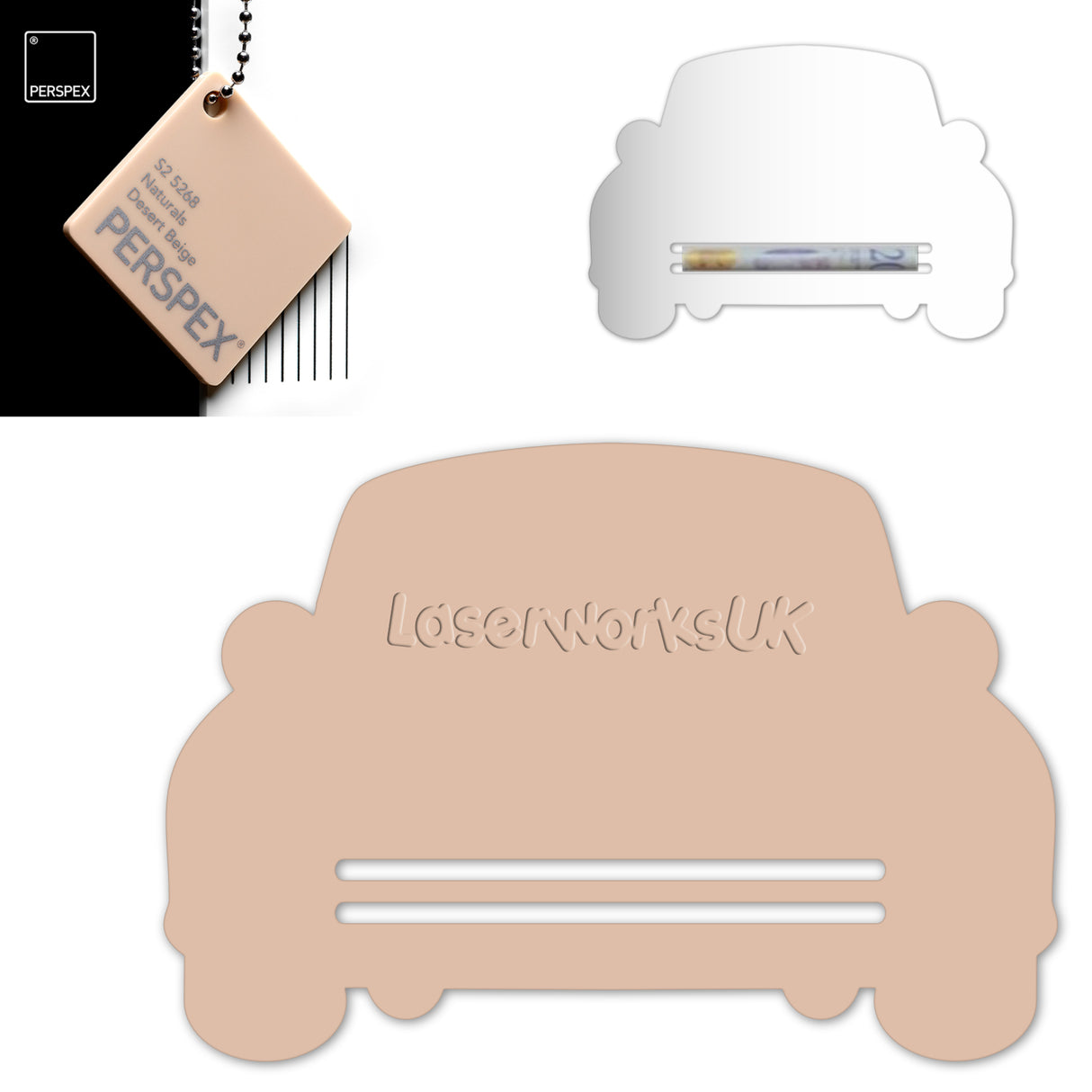 Acrylic Wedding Car Gift Money Holder Blanks - Laserworksuk