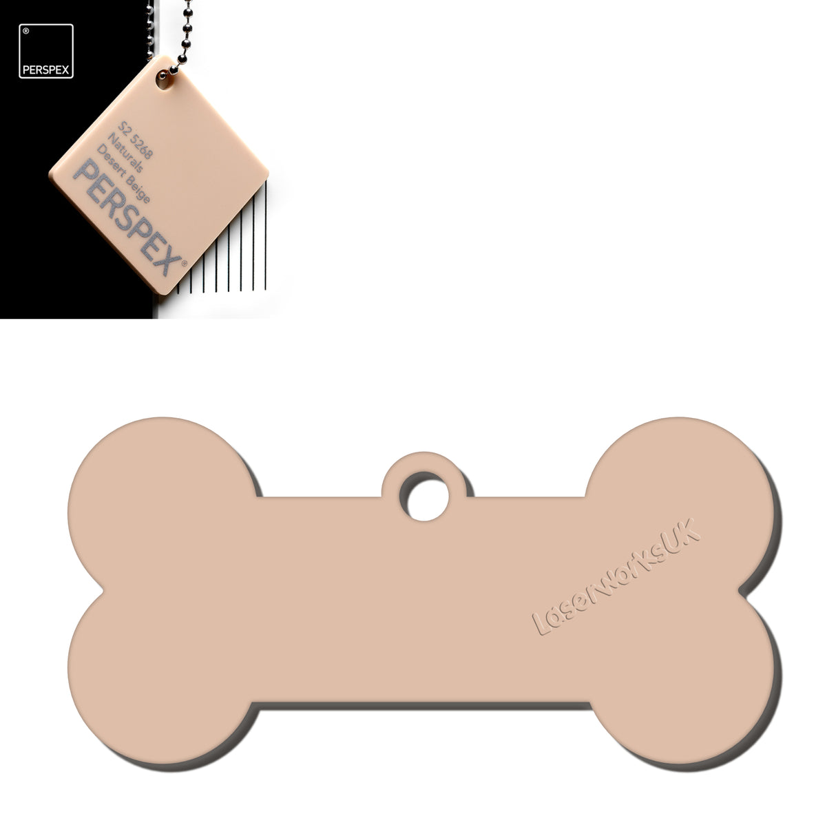 Acrylic Dog Bone Keyring - Multi Colours Blank Tags - Laserworksuk