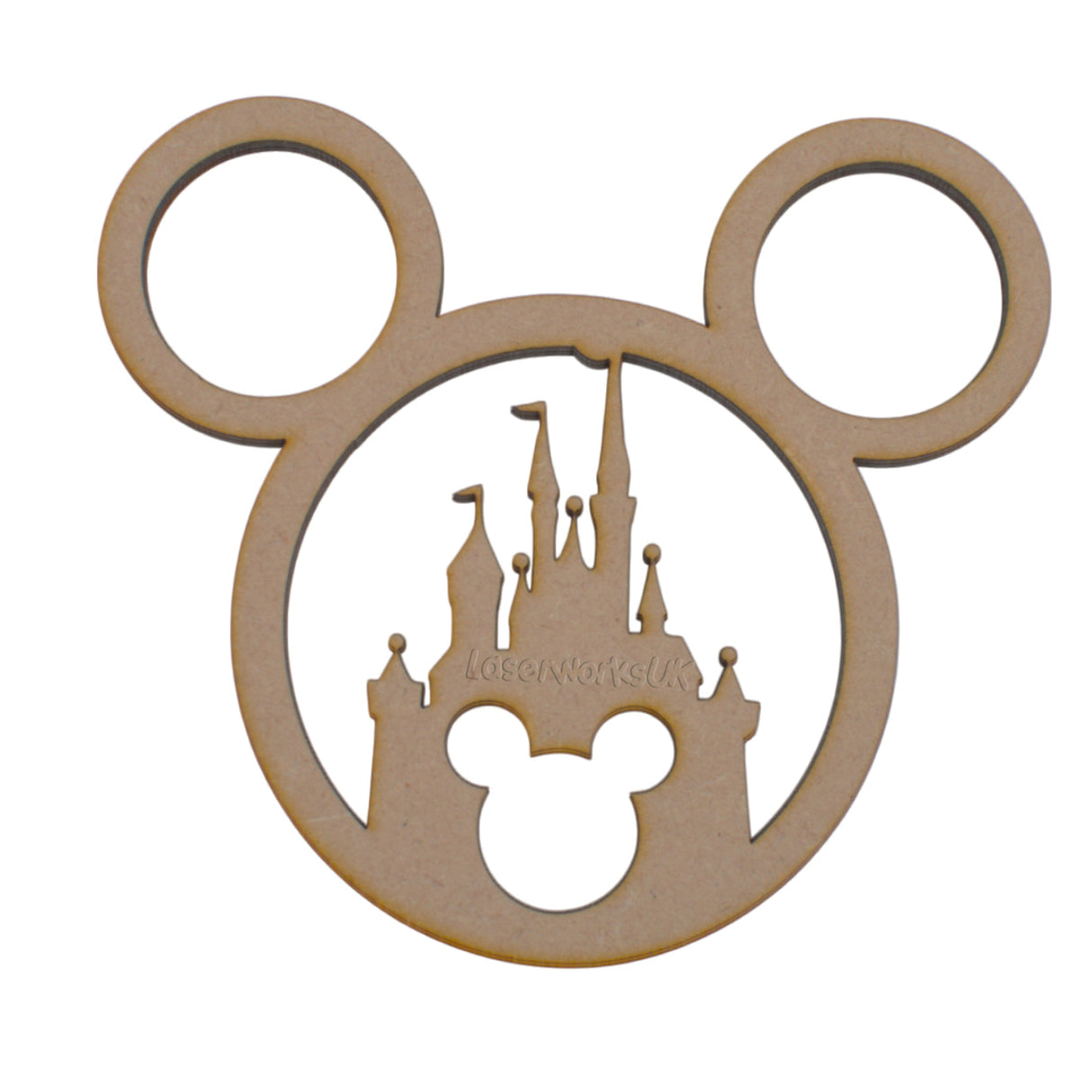 Wooden Mickey Mouse Head & Castle Craft Shapes - LaserworksUK