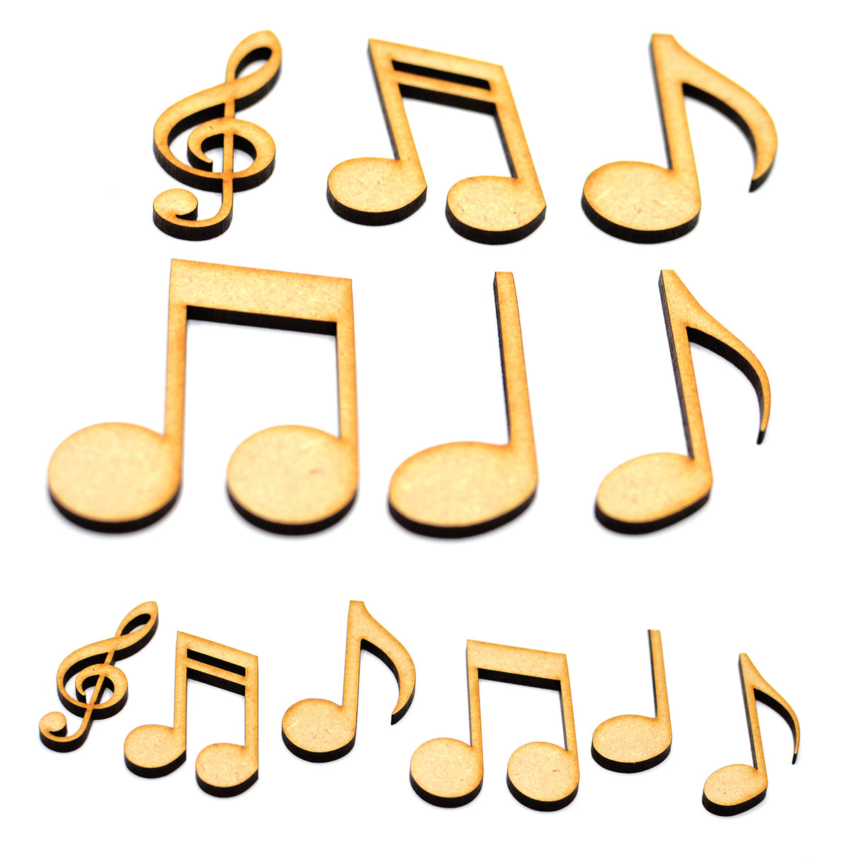 6 x Wooden Music Notes - Craft Shapes - Laserworksuk