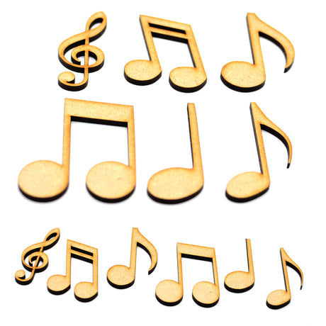 6 x Wooden Music Notes - Craft Shapes - Laserworksuk