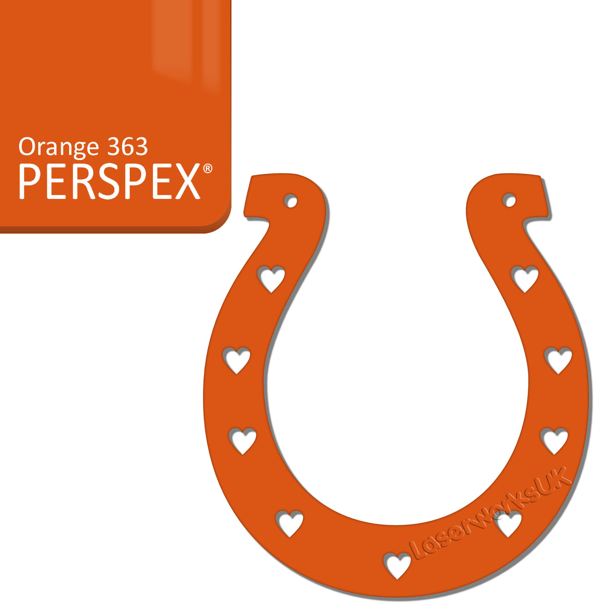 Acrylic Wedding Horseshoe With Hearts Cut Out Border - Laserworksuk