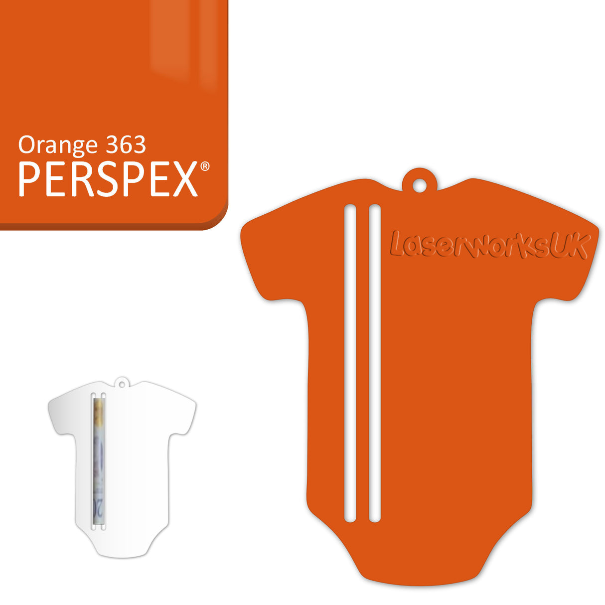 Acrylic Baby Vest - Bodysuit Money Holder Blanks (Pack of 5) - Laserworksuk