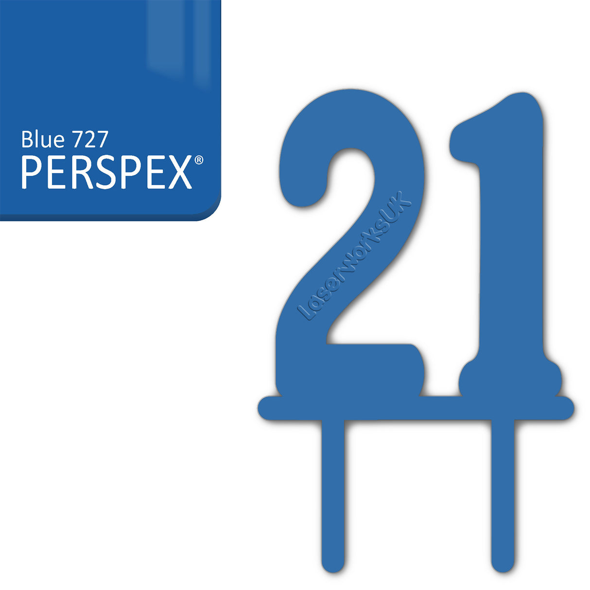 Acrylic Number Twenty One Cake Topper - Laserworksuk