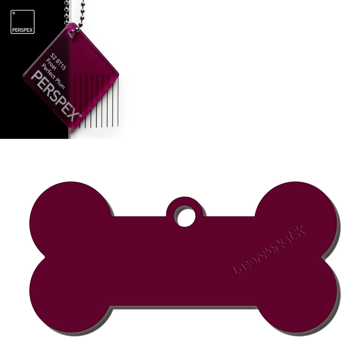 Acrylic Dog Bone Keyring - Multi Colours Blank Tags - Laserworksuk