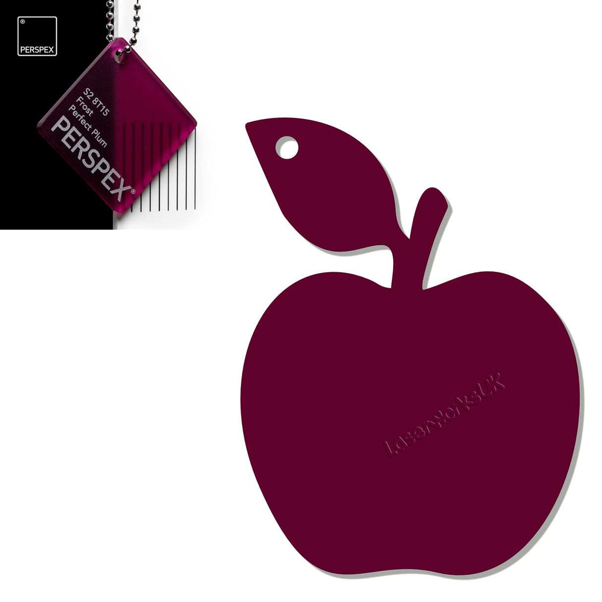Acrylic Apple Keyring - Laserworksuk
