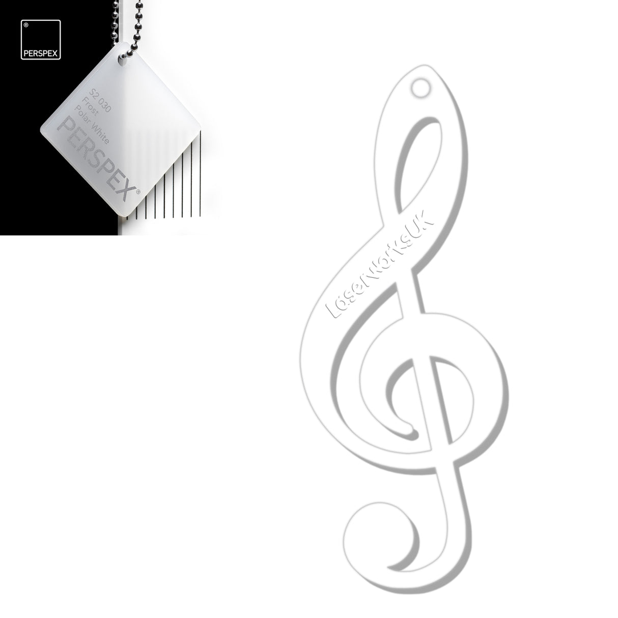 Acrylic Treble Clef Keyring - Music Student Gifts - Laserworksuk