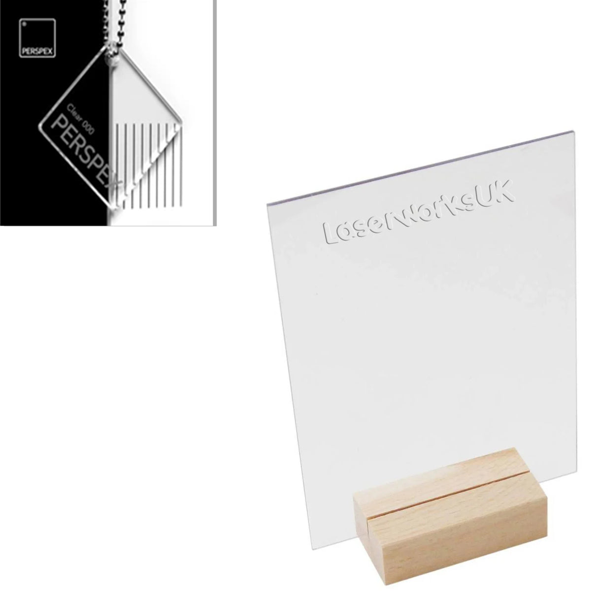 Clear Acrylic Rectangle and Wooden Table Stand - Laserworksuk